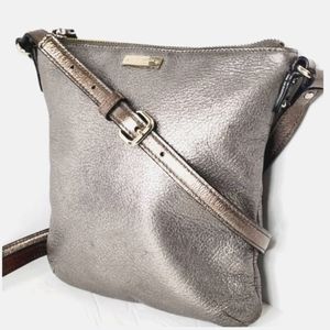 Vtg Kate Spade Silver Leather Crossbody